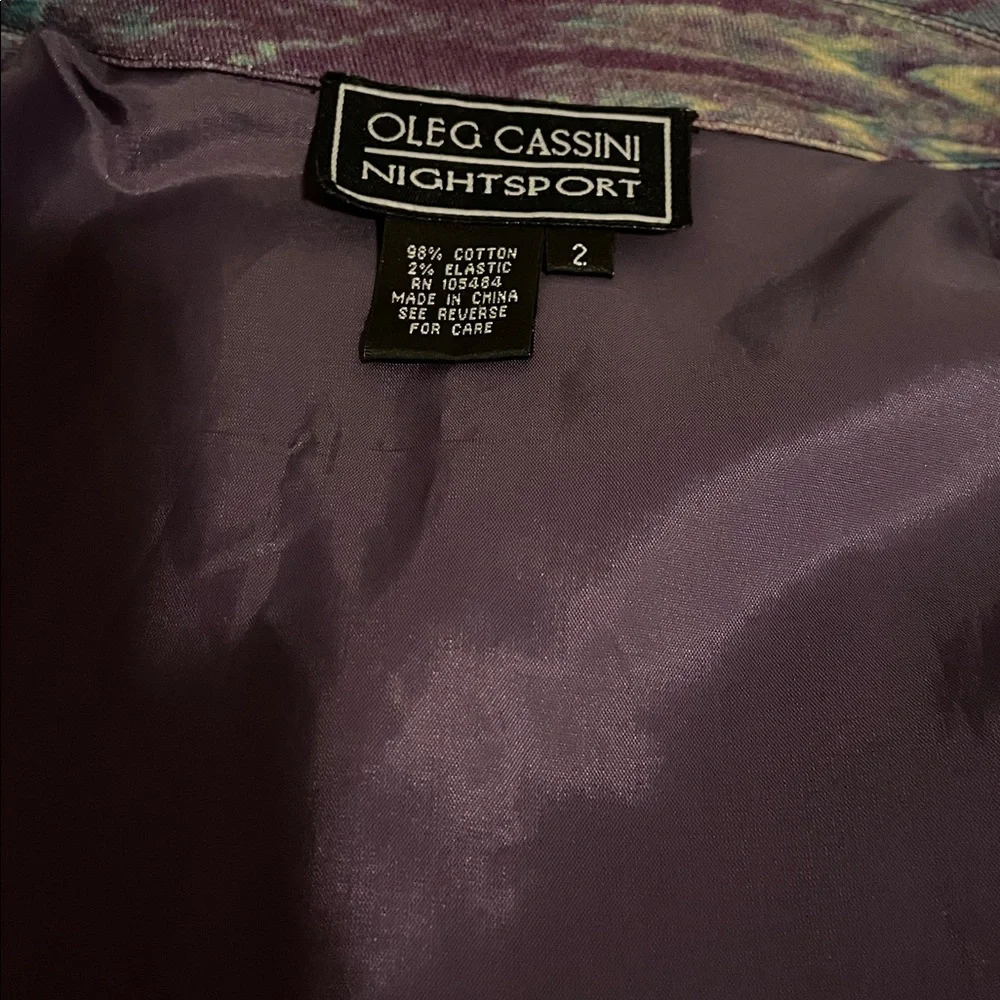 Oleg Cassini Sequin Purple and Green Jean Jacket - Picture 3 of 3